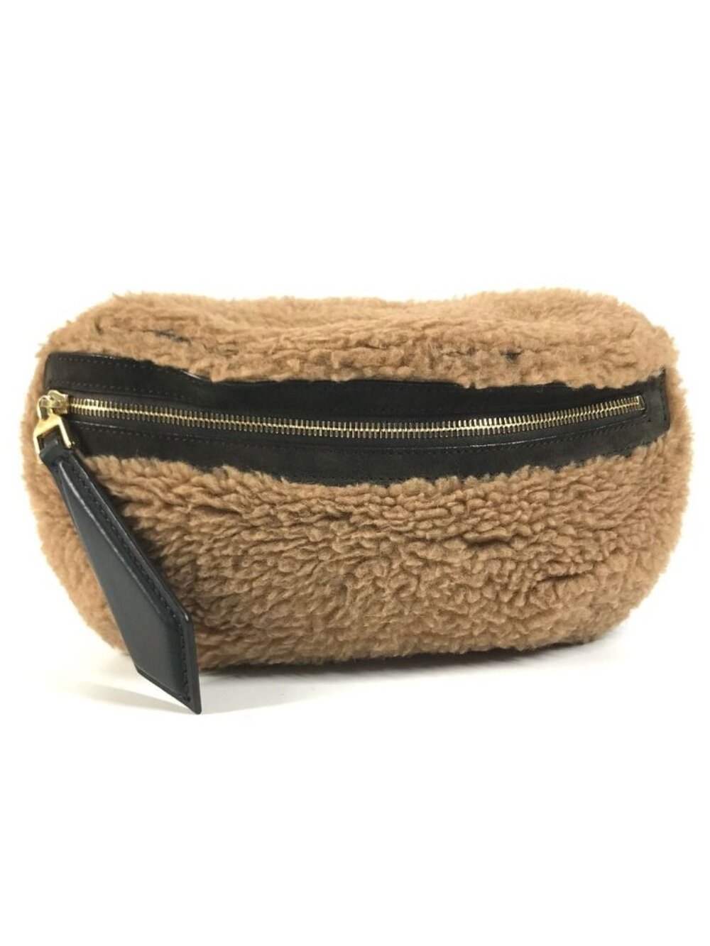 Max Mara Belt Bag Teddy Logo Fur Brown